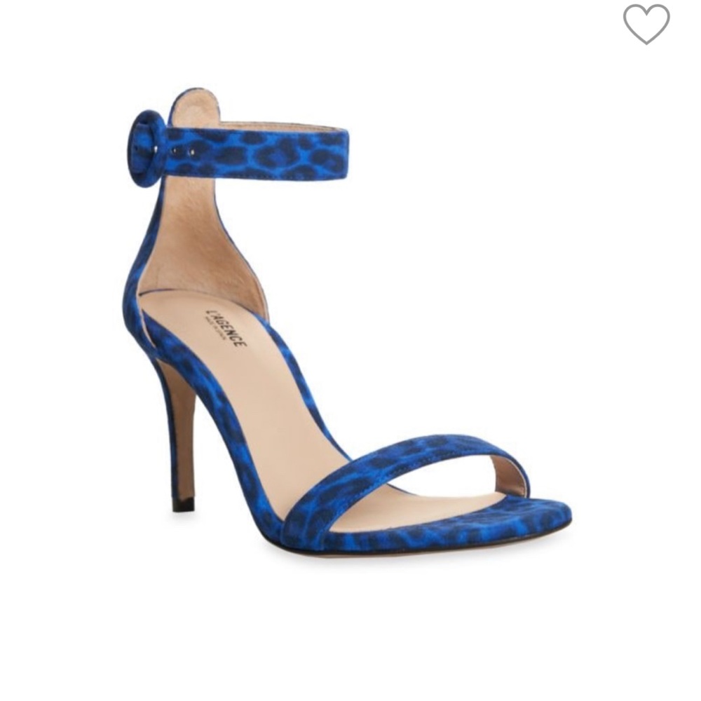 💕  L'AGENCE Gisele II Leopard Velvet Sandals-Cobalt Blue - Picture 2 of 5